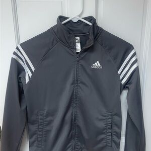 Adidas Kids Gray Jacket with White Stripes